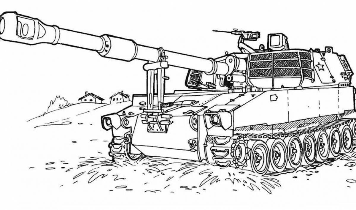 Amazing Russian tank coloring page