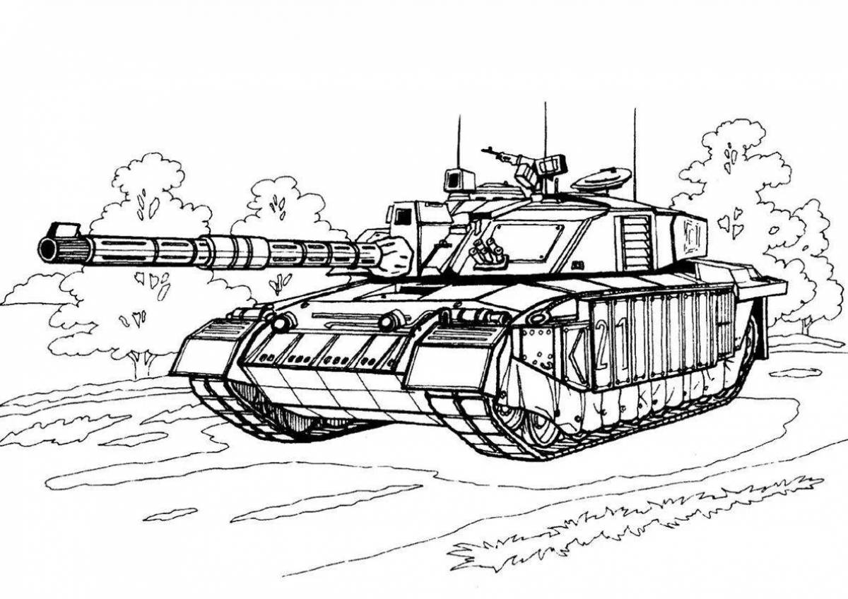 Coloring page cheeky russian tank