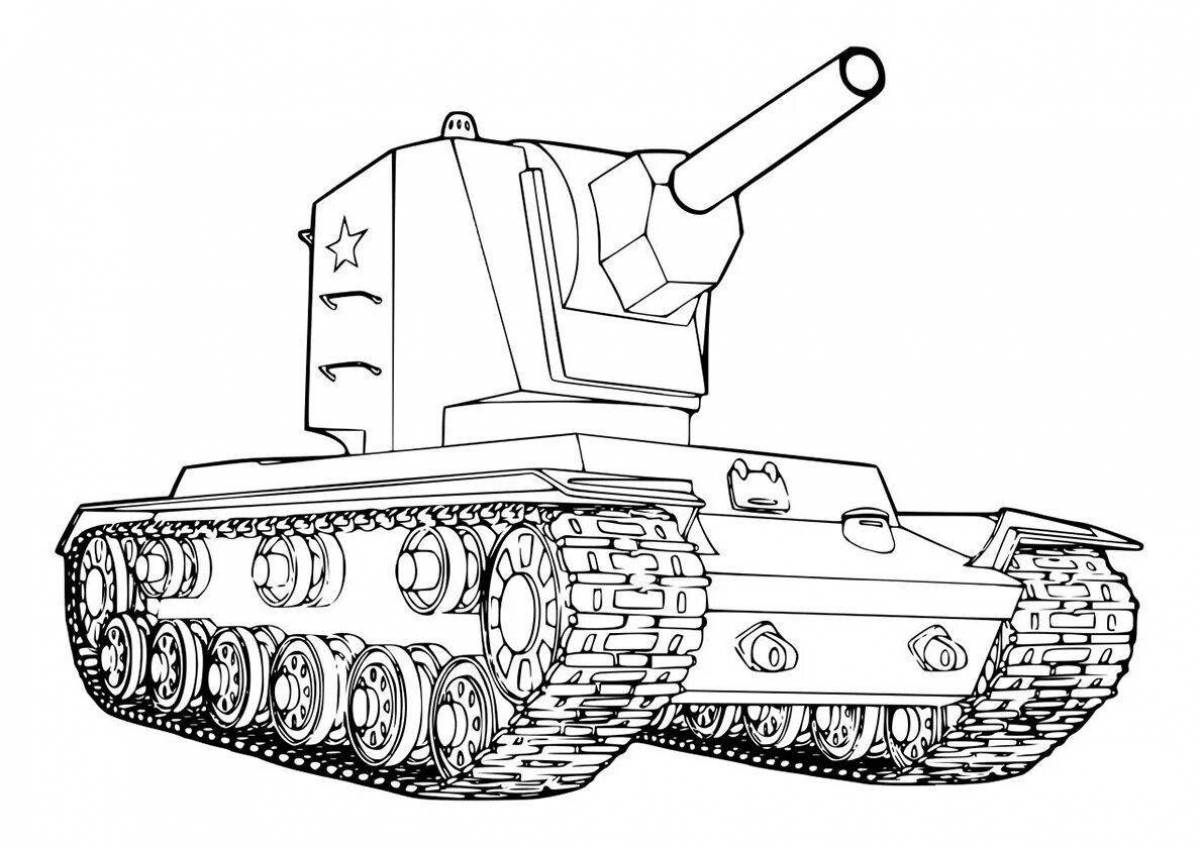 Coloring book shiny Russian tank