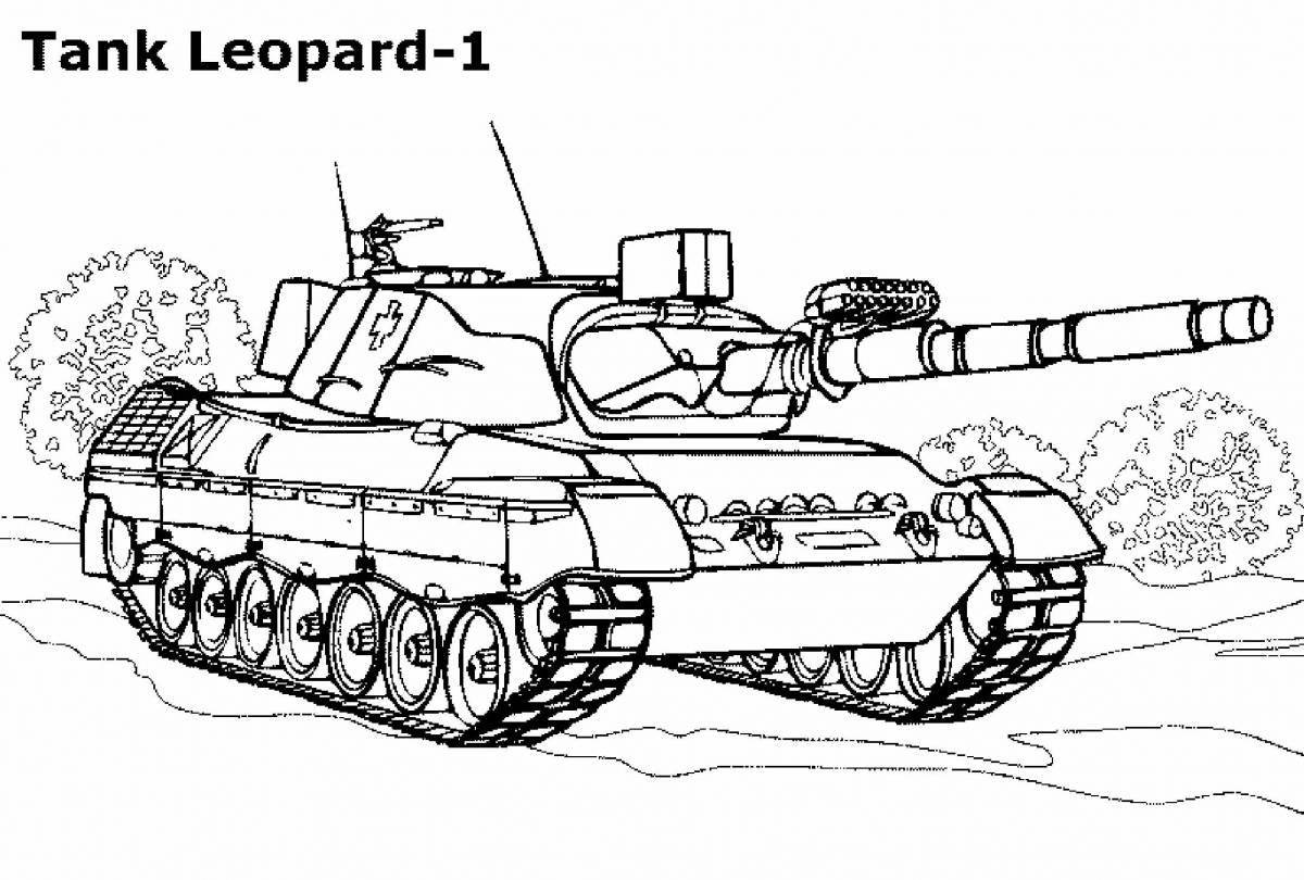 Coloring page of amazingly gorgeous Russian tank