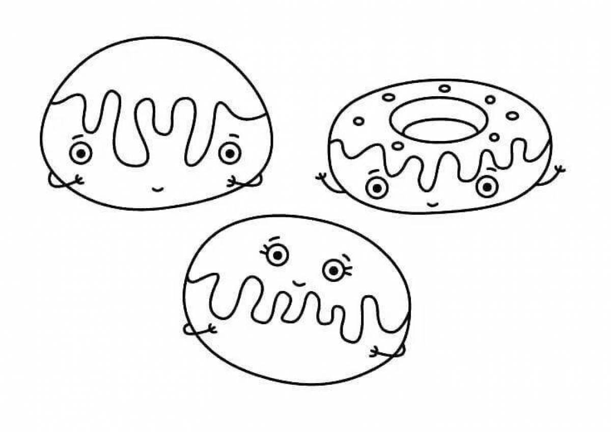 Creative cat donut coloring page