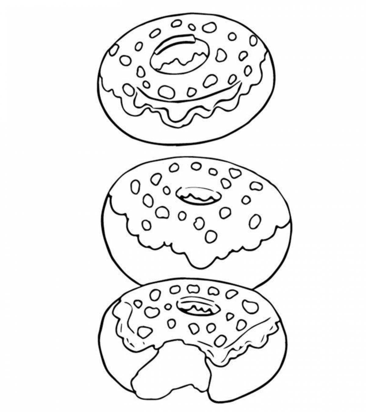 Coloring book happy donut cat