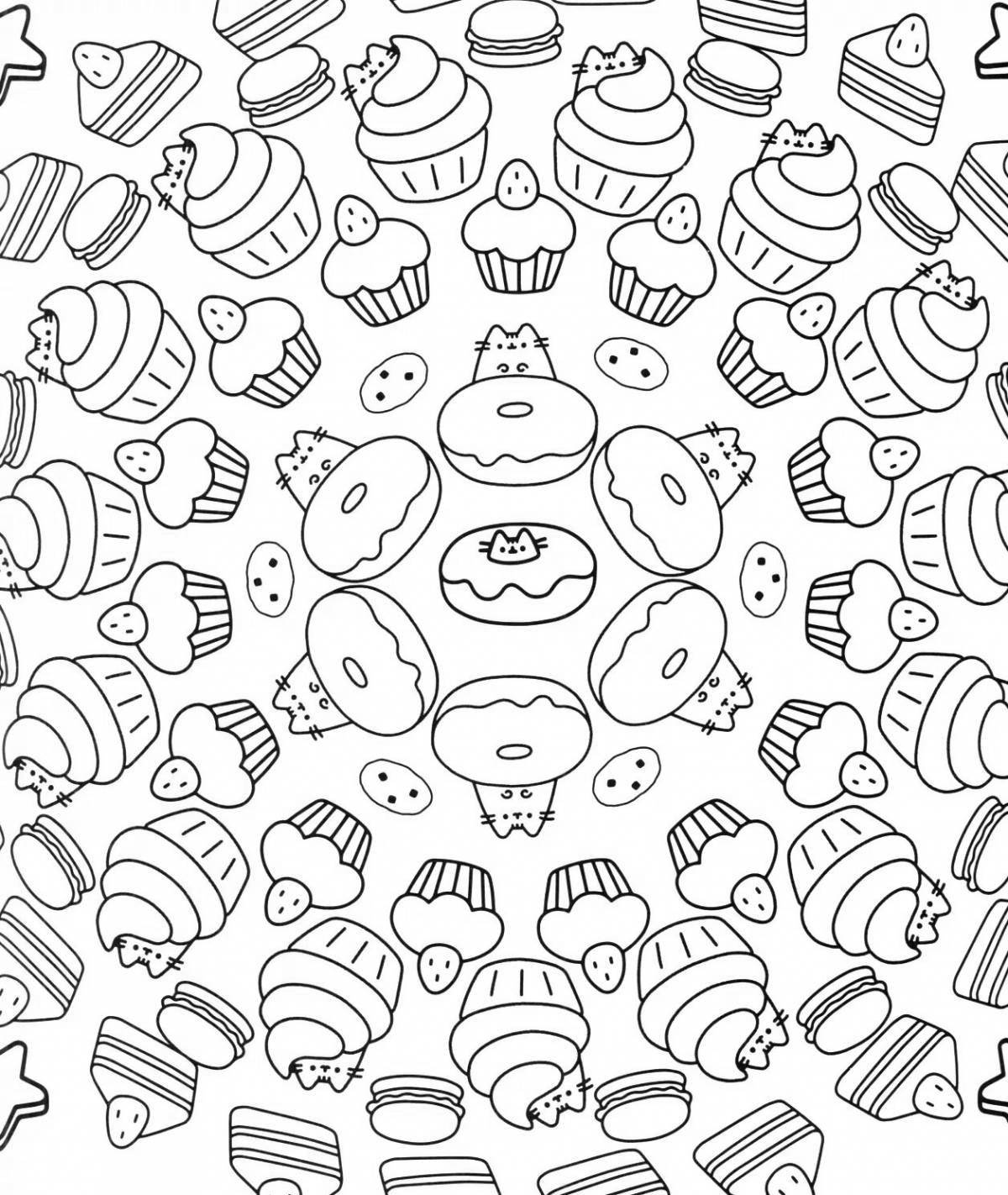 Coloring page playful donut cat