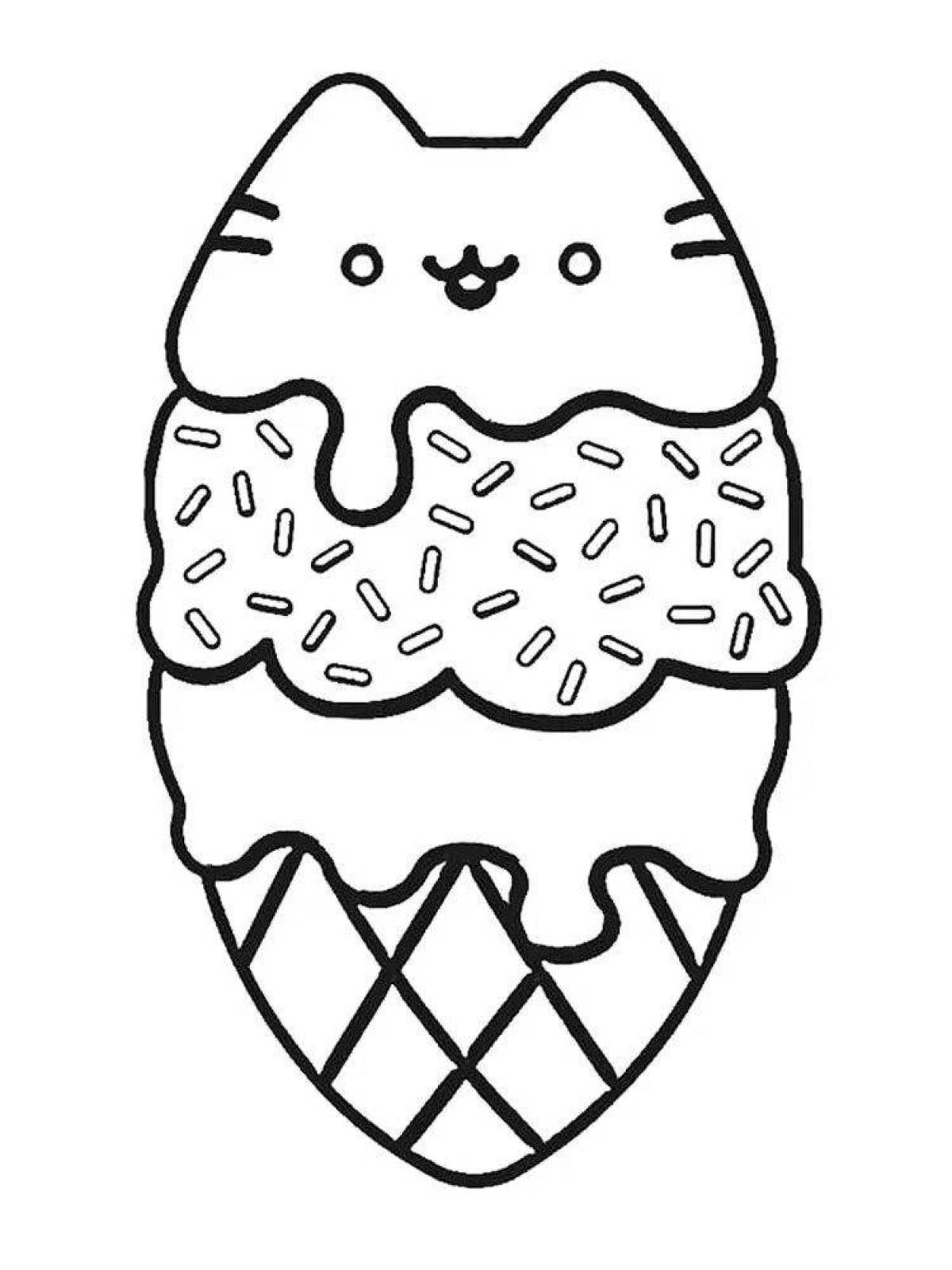 Sweet cat donut coloring page