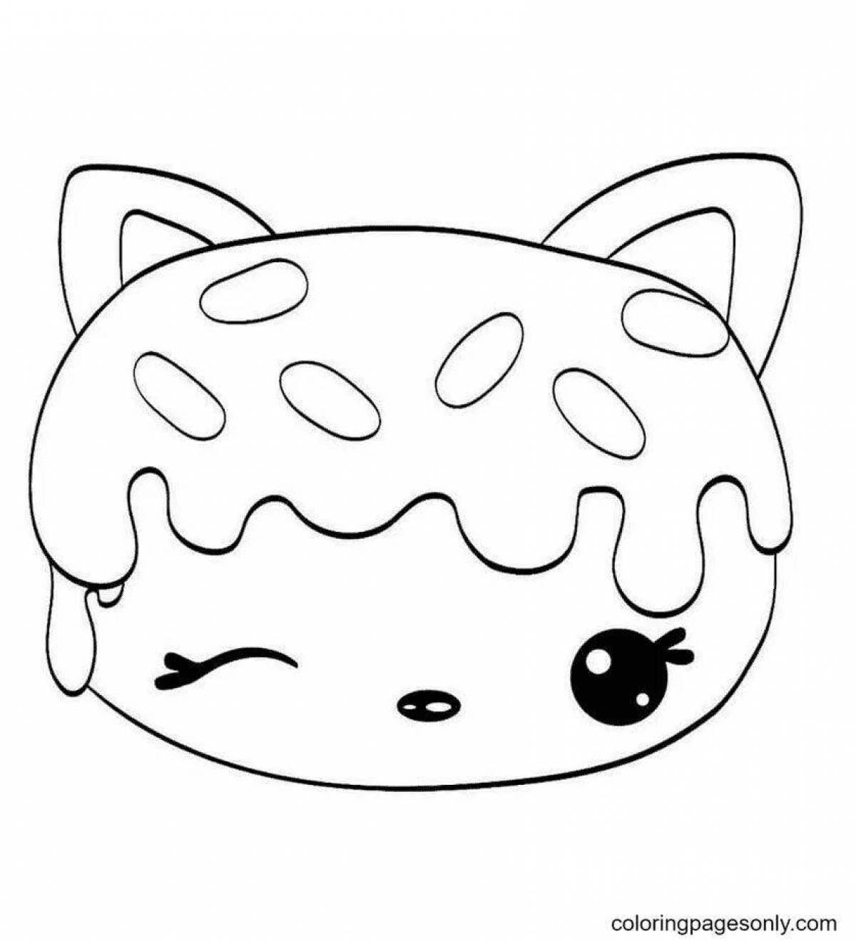 Coloring page amazing cat donut