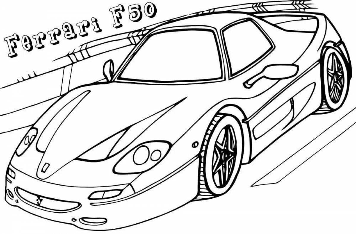 Ferrari glowing car coloring page