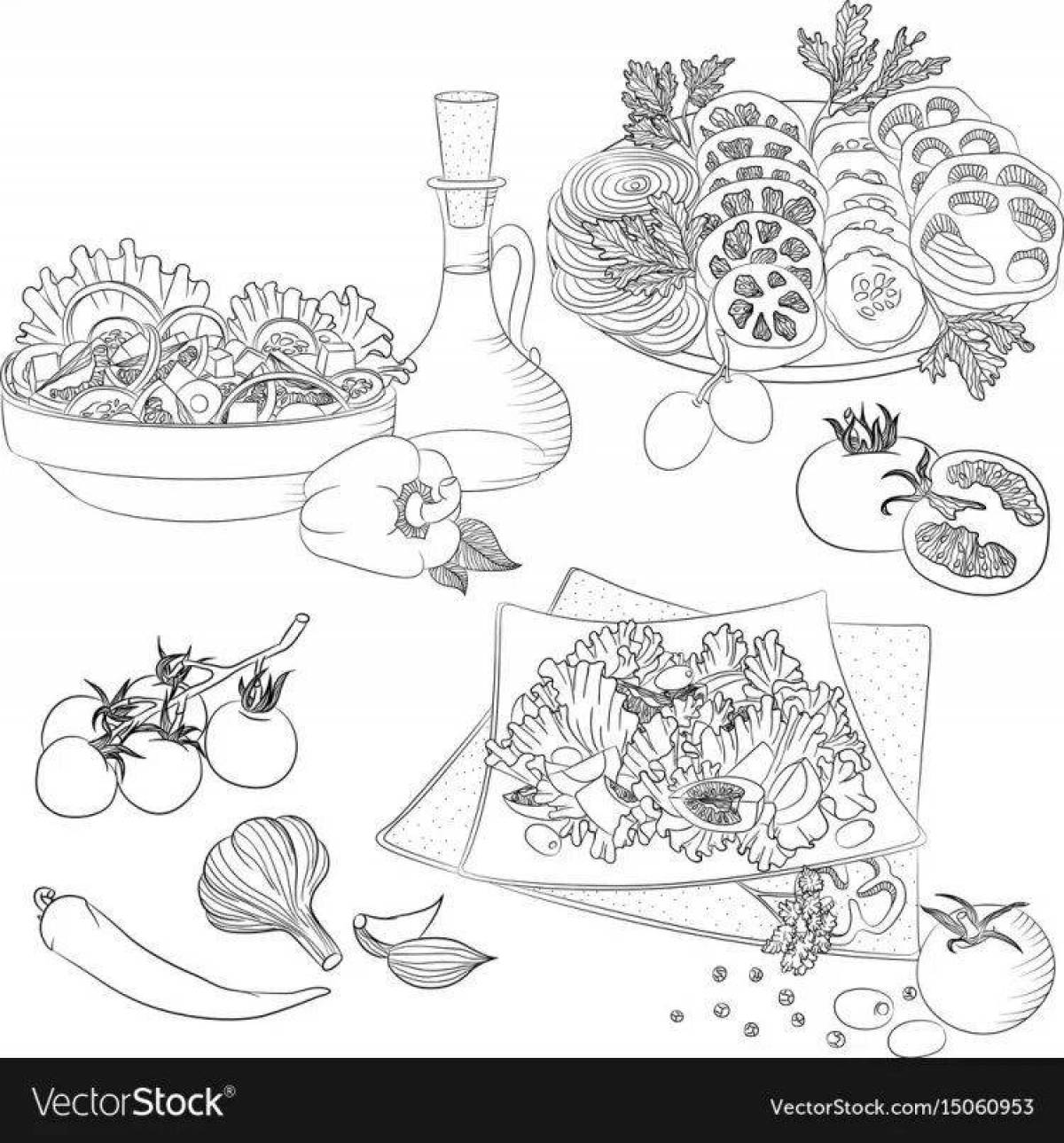 Delicious caesar salad coloring page