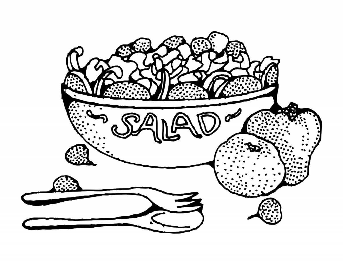 Уютный салат цезарь раскраска