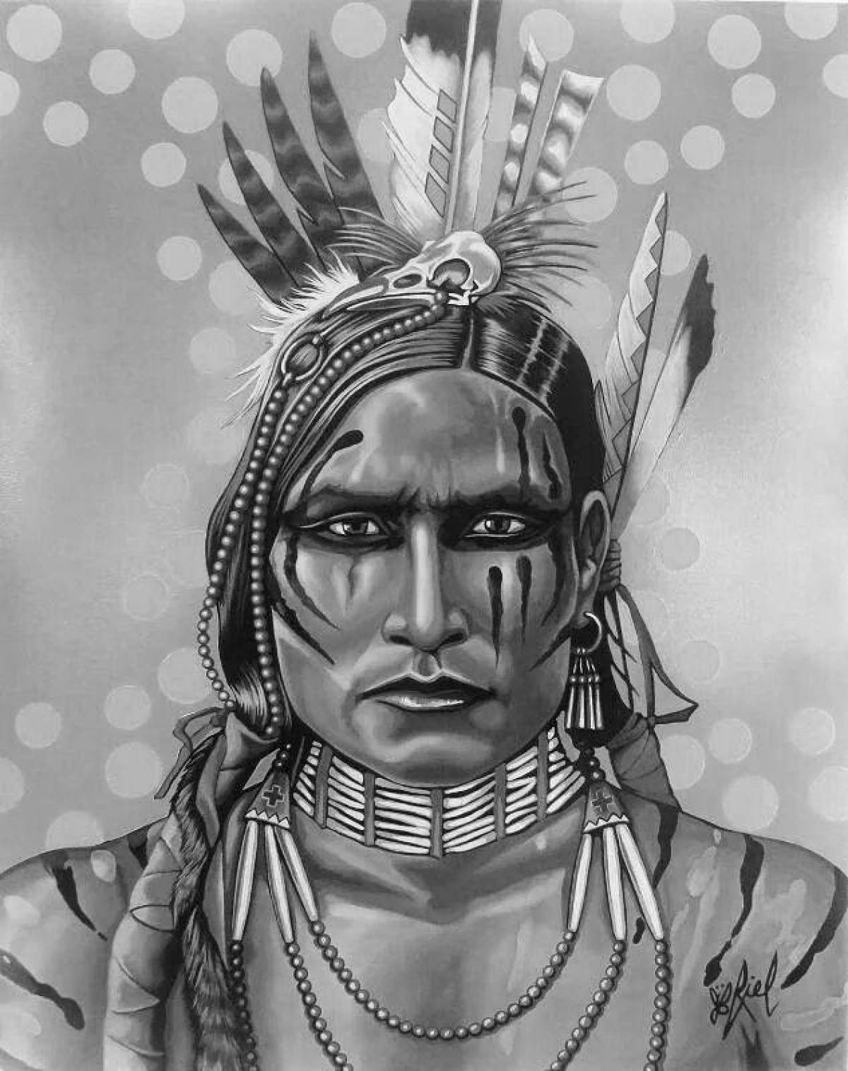 Величественные раскраски индейцев на лицах