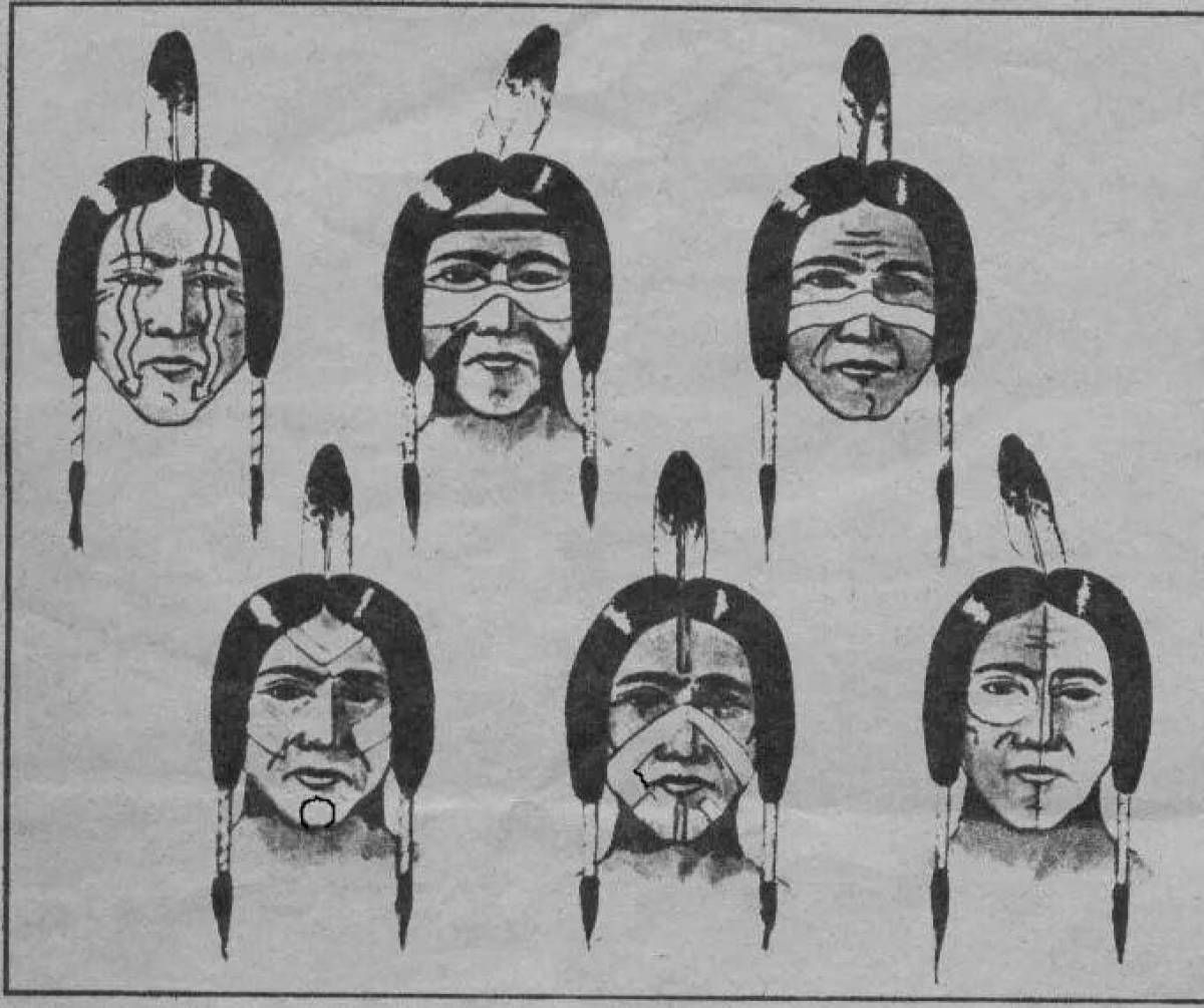Блестящая раскраска индейцы на лицах