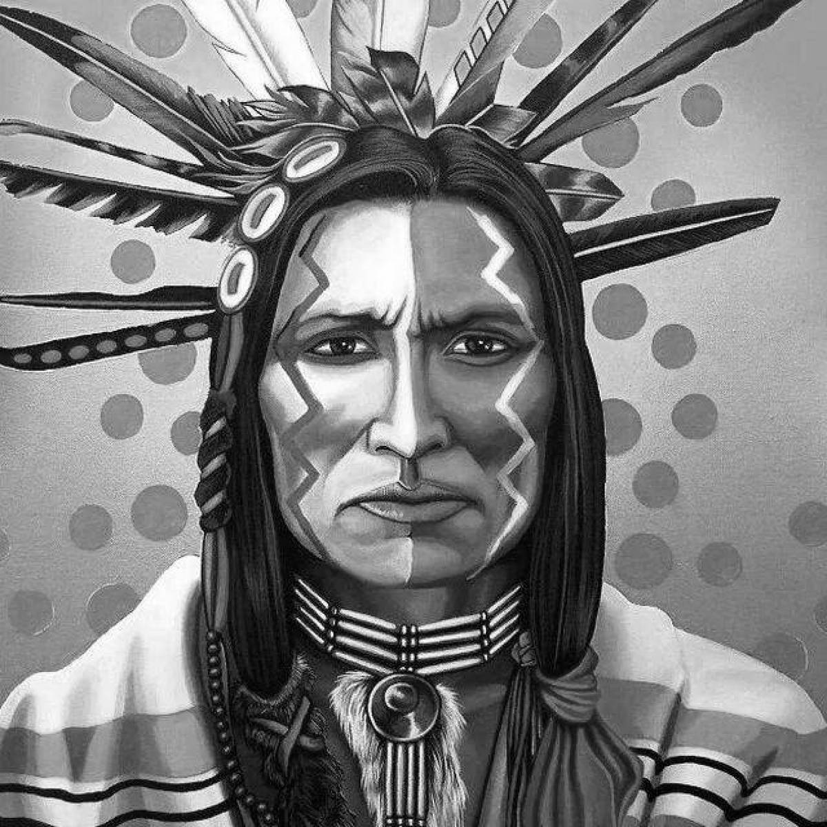 Великолепная раскраска индейцы на лицах