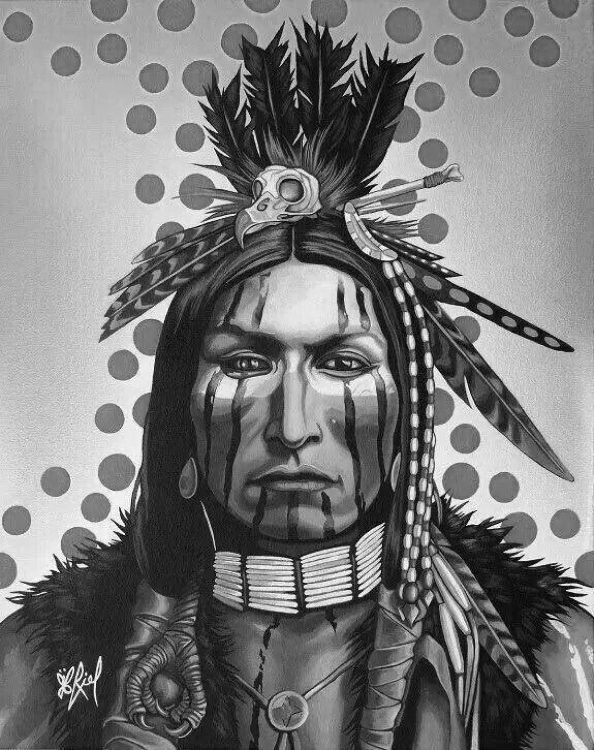 Grand coloring page индейцы на лицах