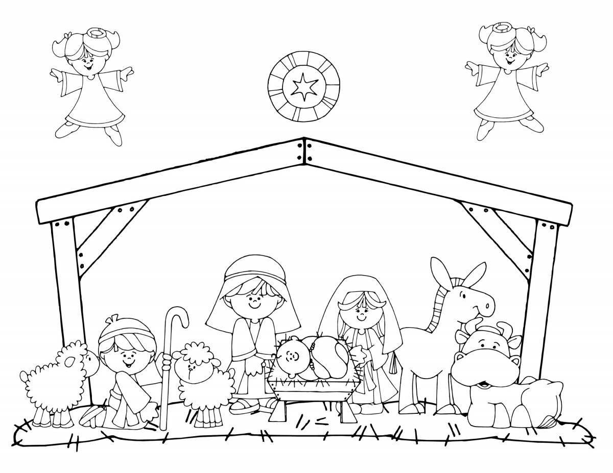 Children's nativity scene coloring book
