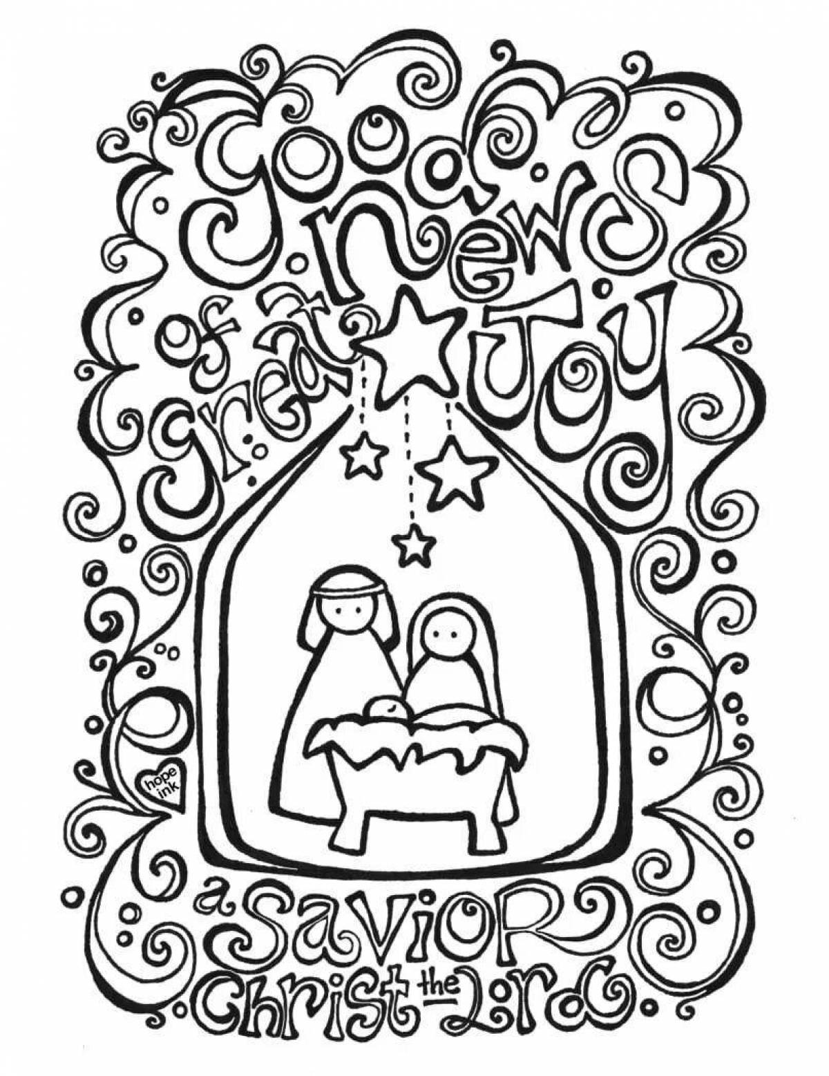 Serene nativity scene coloring book for kids