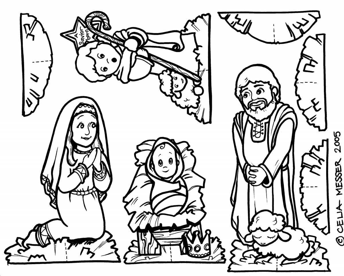 Nativity scene coloring book for kids