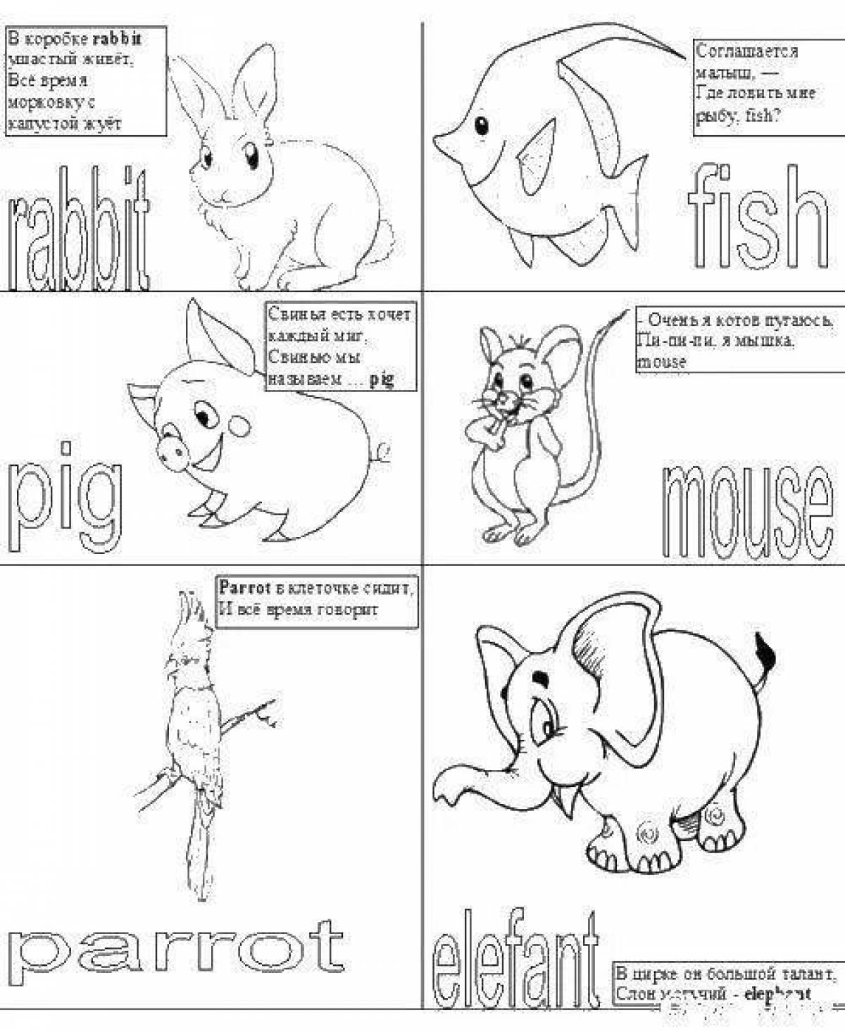 Funny animal coloring pages in English