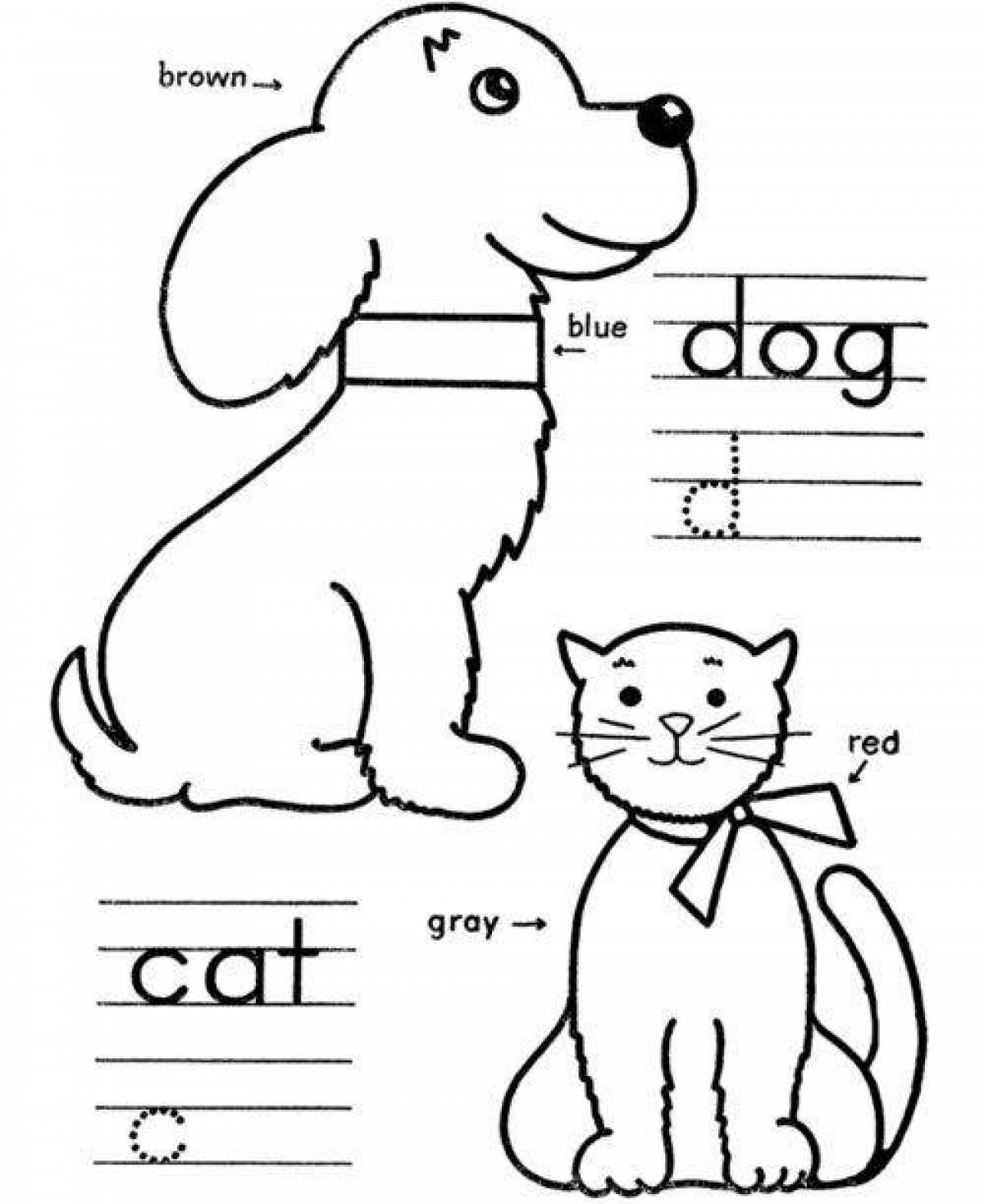 Слова dog cat. Раскраска на английском для детей. Кошки. Раскраска. Кошки и собаки раскраски для детей. Прописи животные на английском.