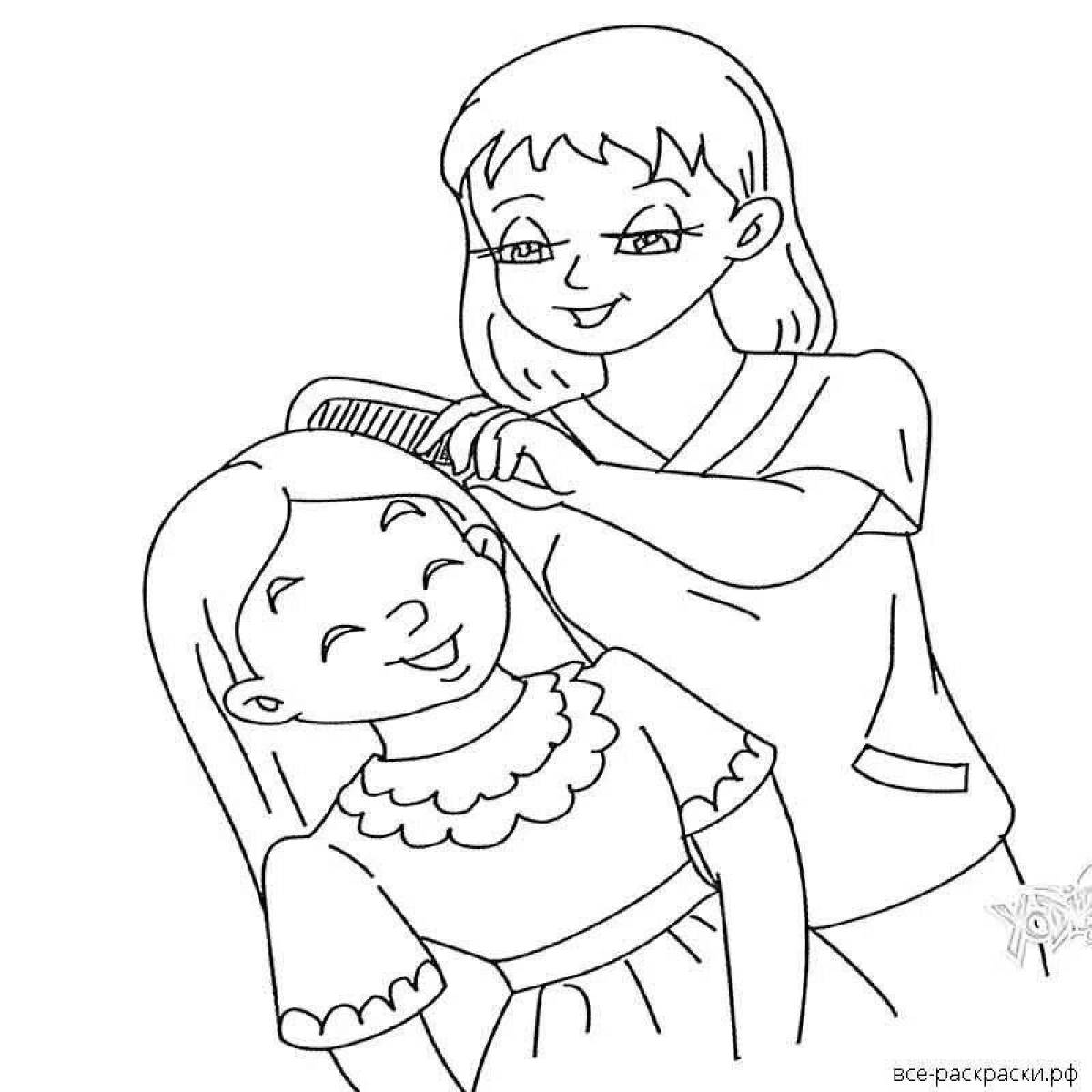 Happy coloring mother and child