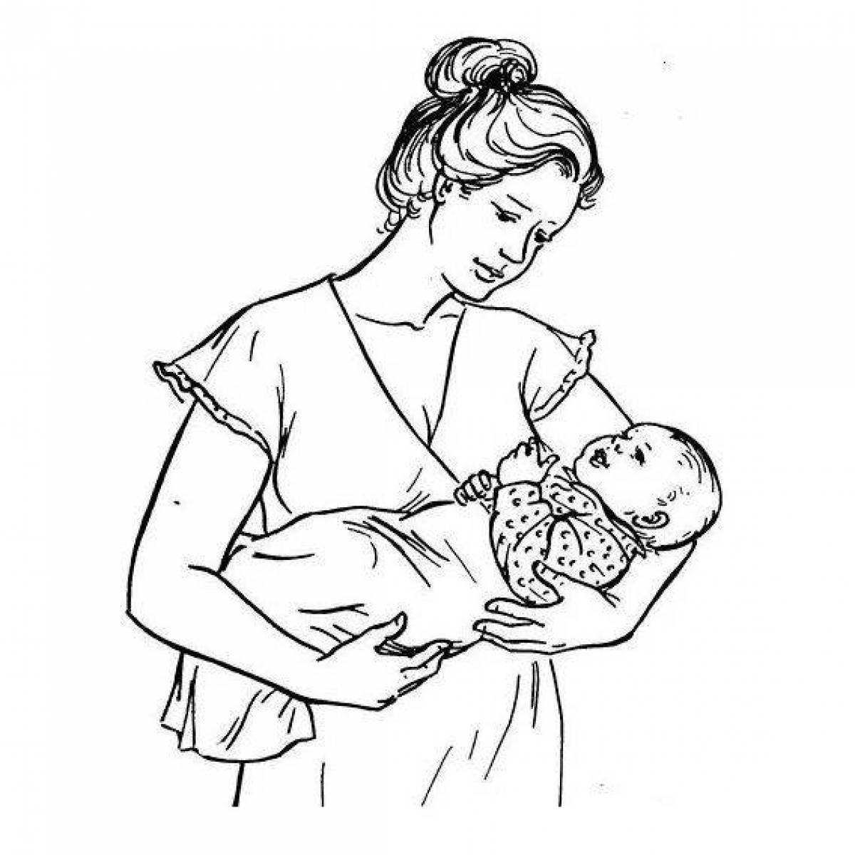 Обожающая раскраска мать с ребенком