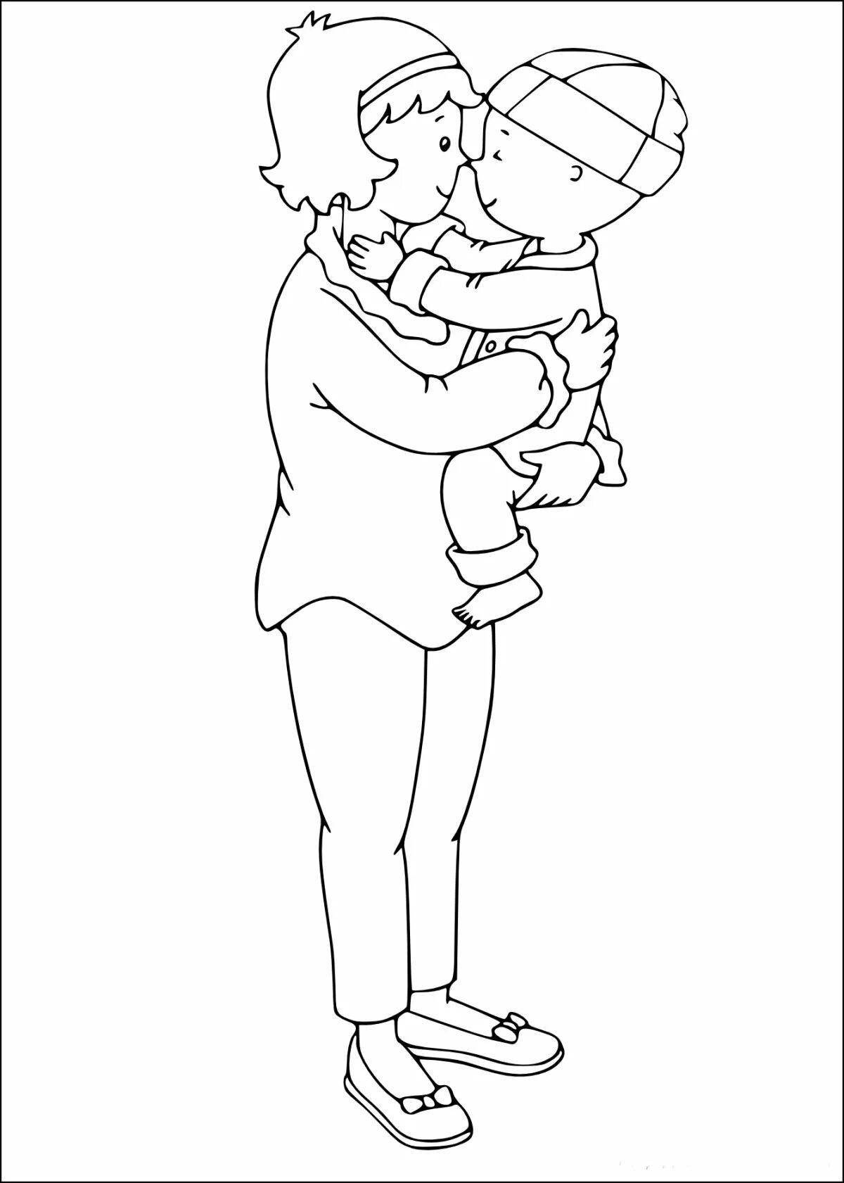 Очаровательная раскраска мать с ребенком