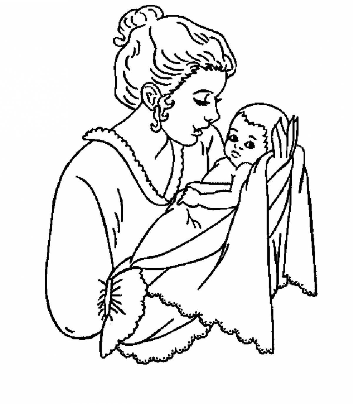 Cherished coloring mother with child