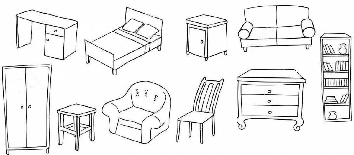 Colorful furniture coloring for dolls