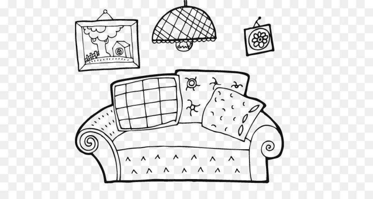 Adorable doll furniture coloring page