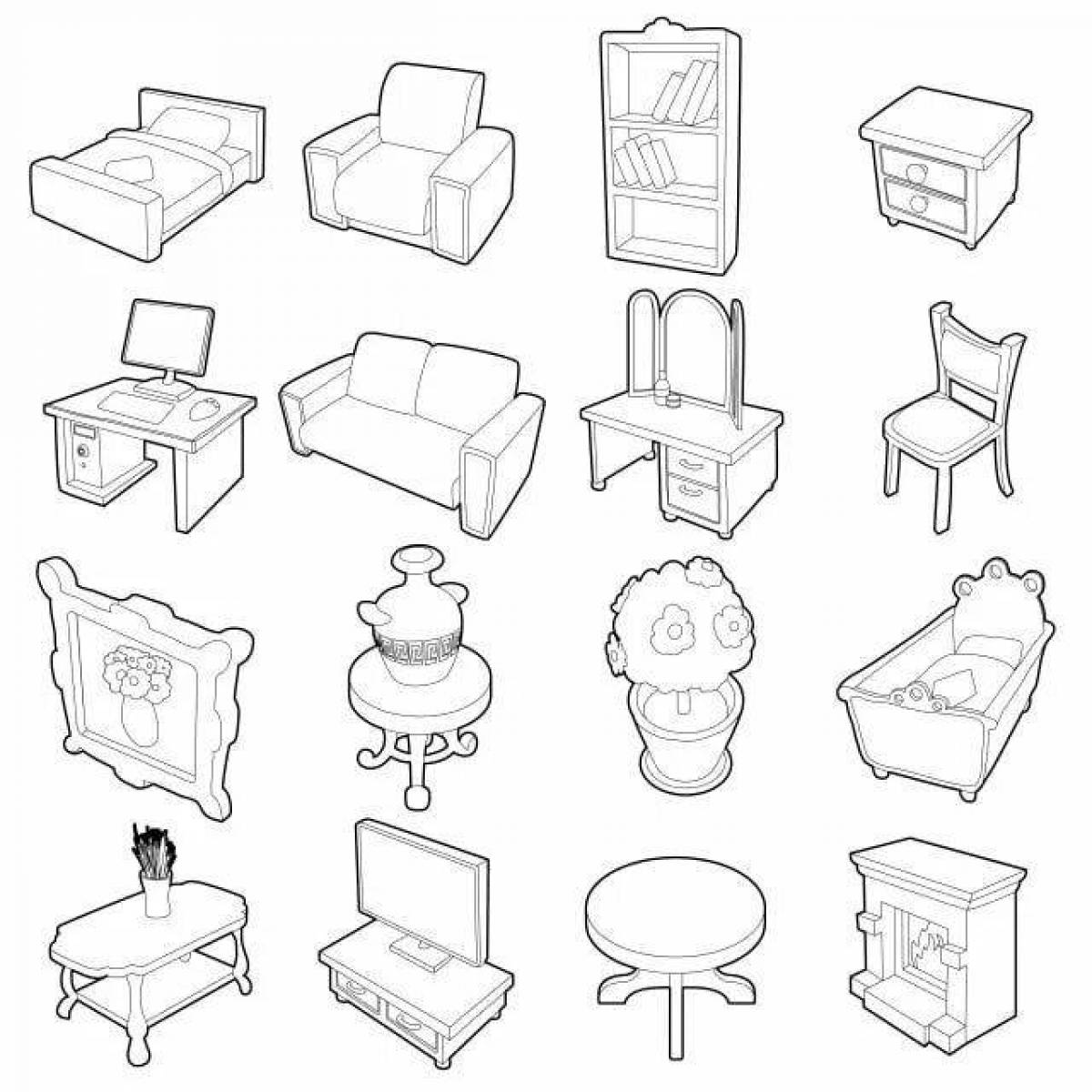 Coloring book furniture for dolls