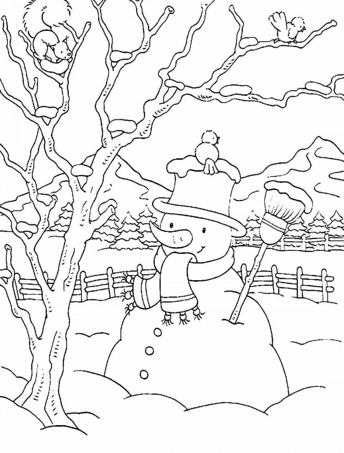 Coloring page gorgeous winter beauty