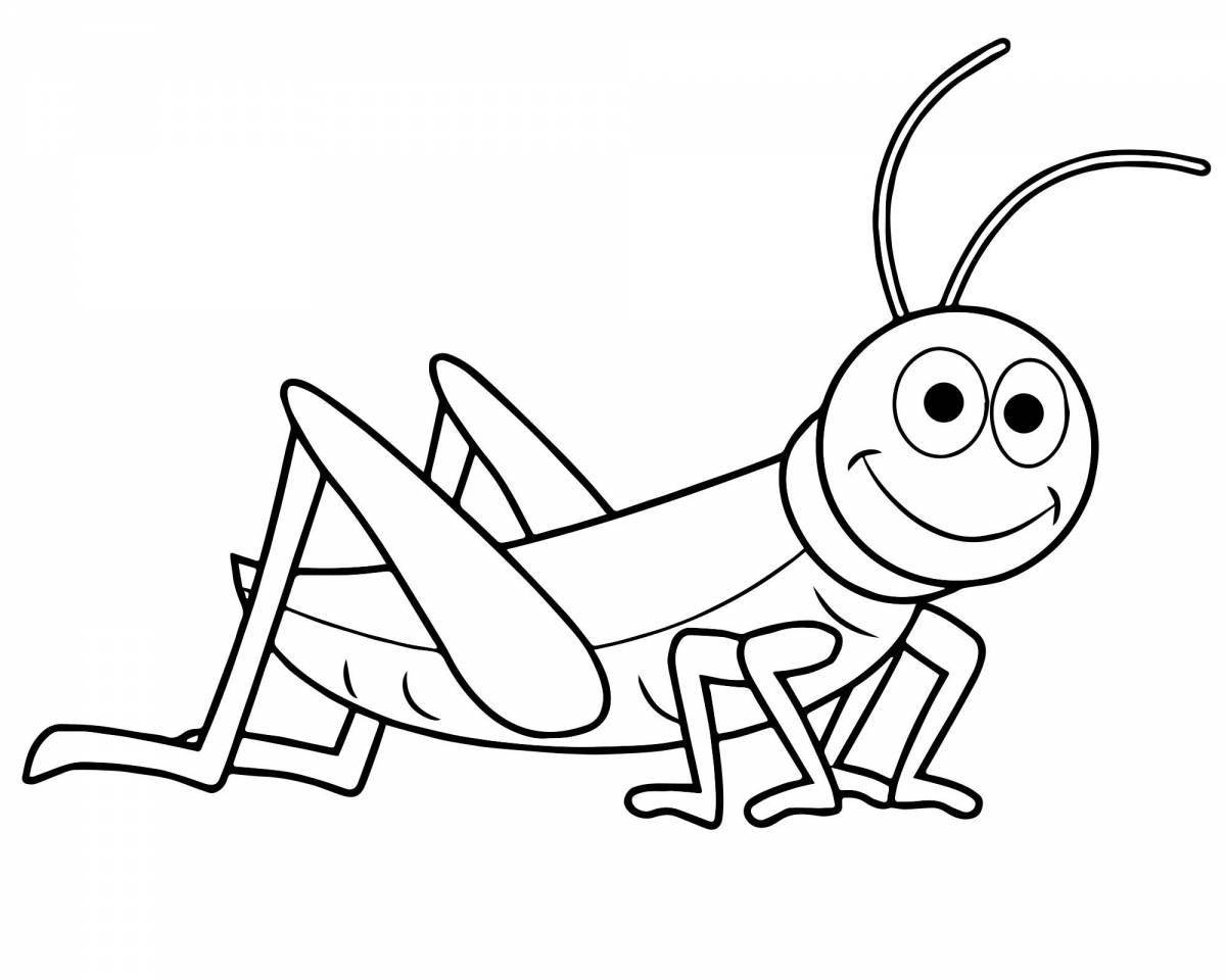Colorful grasshopper coloring page for kids