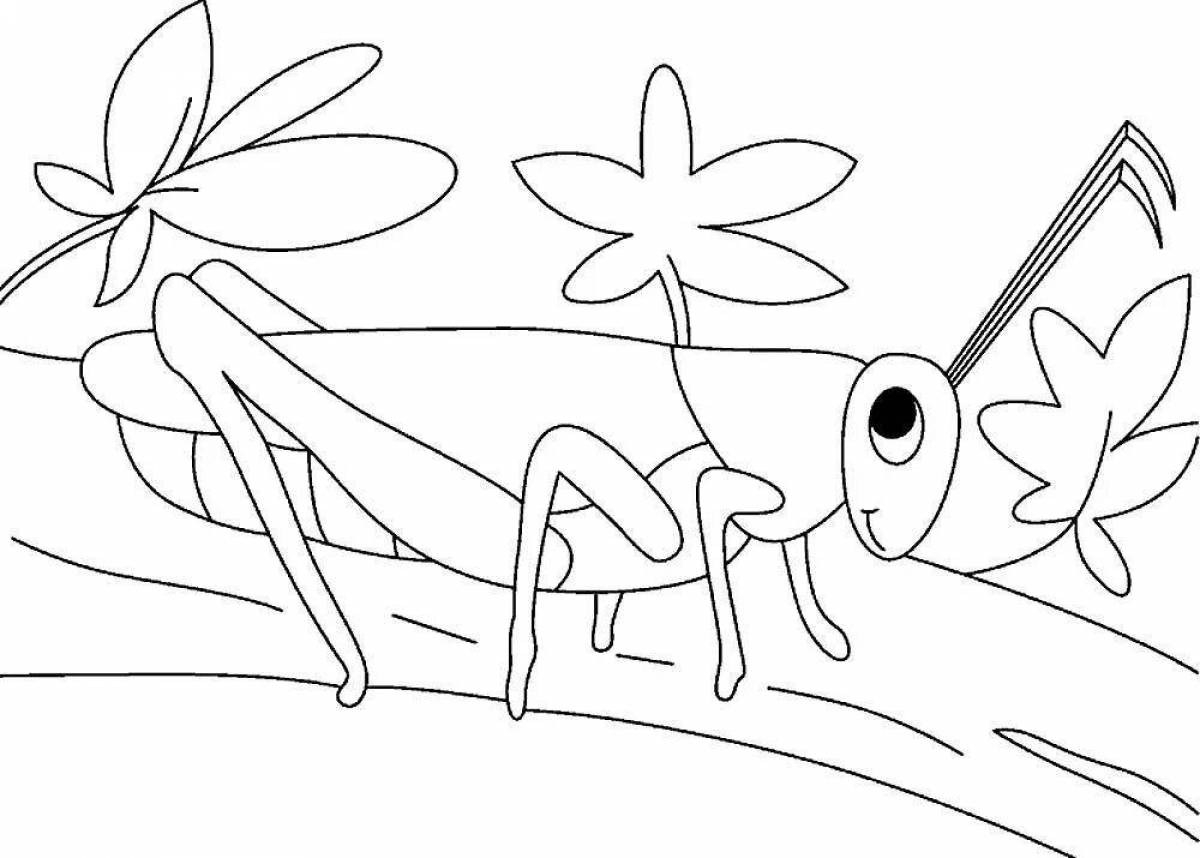 Adorable grasshopper coloring book for kids