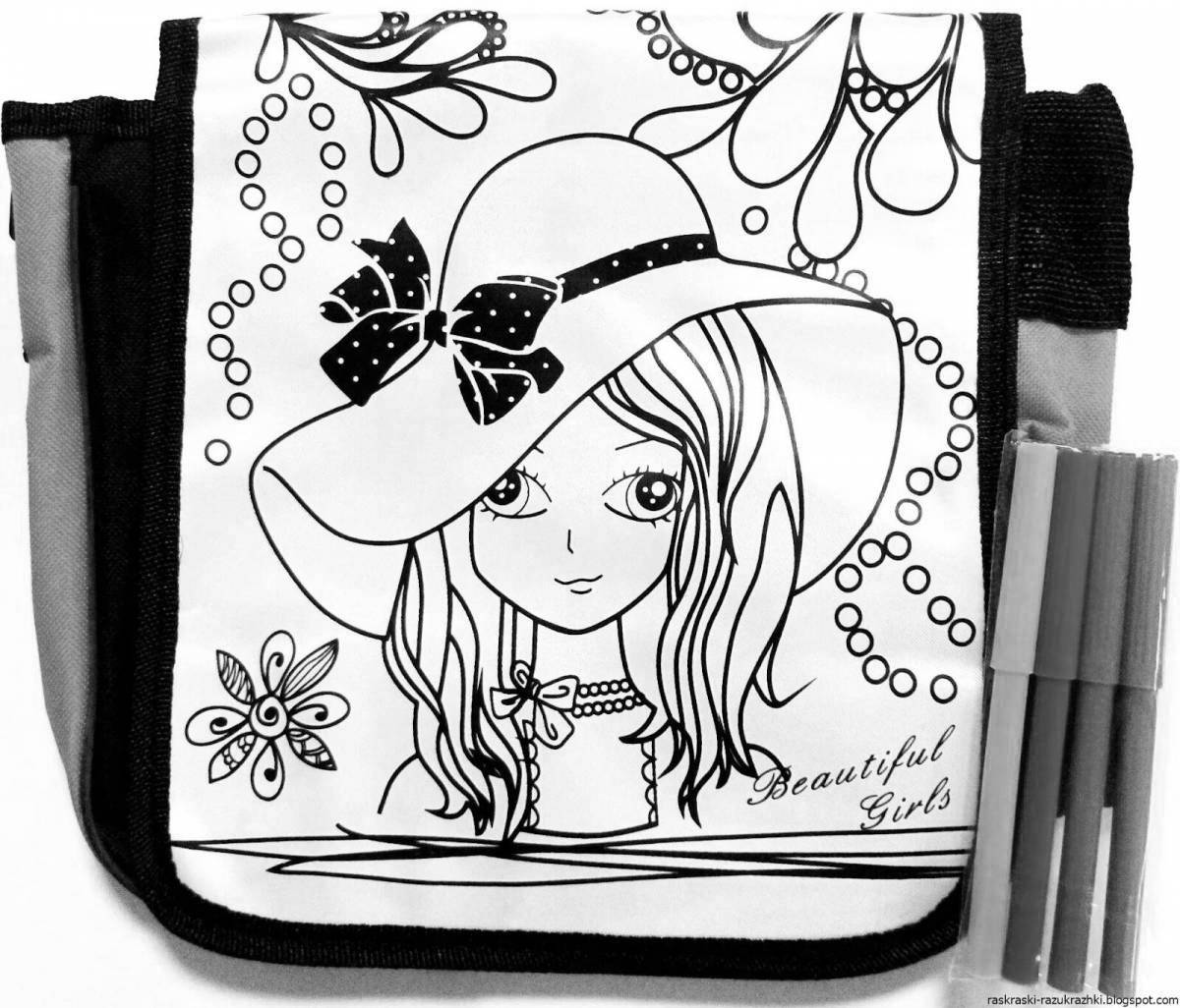 Coloring page of girls handbag