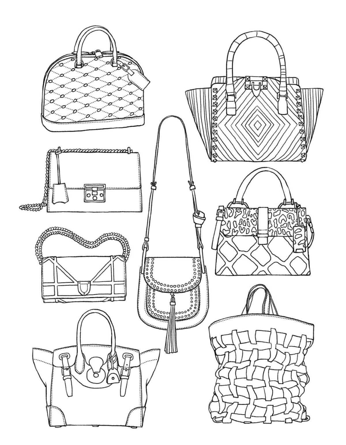Whimsical handbag coloring for girls