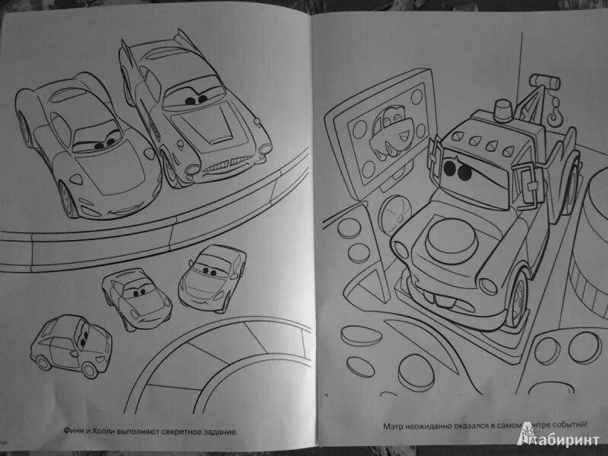 Glowing cars 2 coloring page