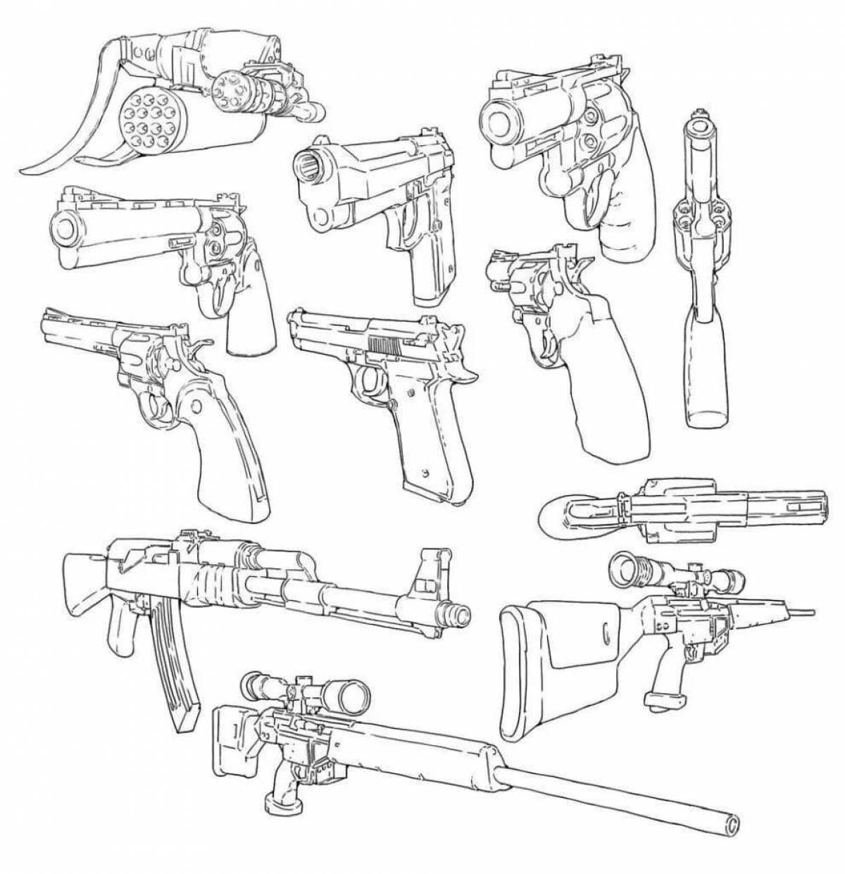Грандиозные раскраски с двумя видами оружия