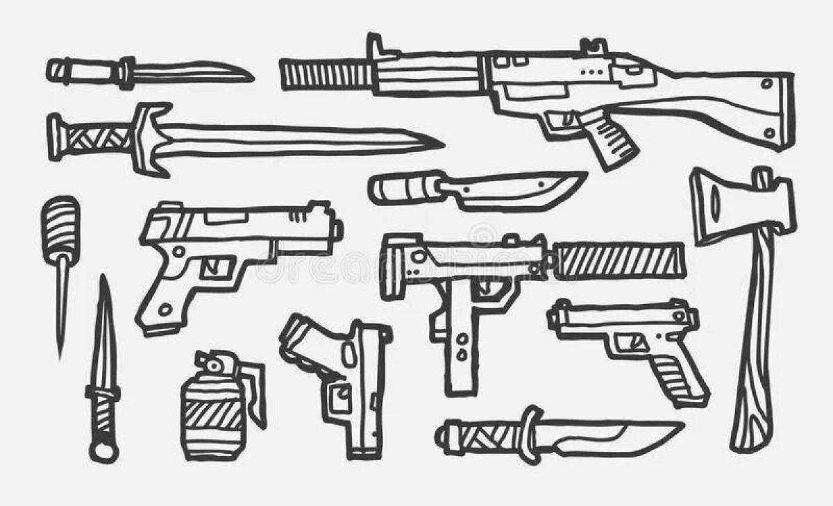 Elegant two-weapon coloring pages