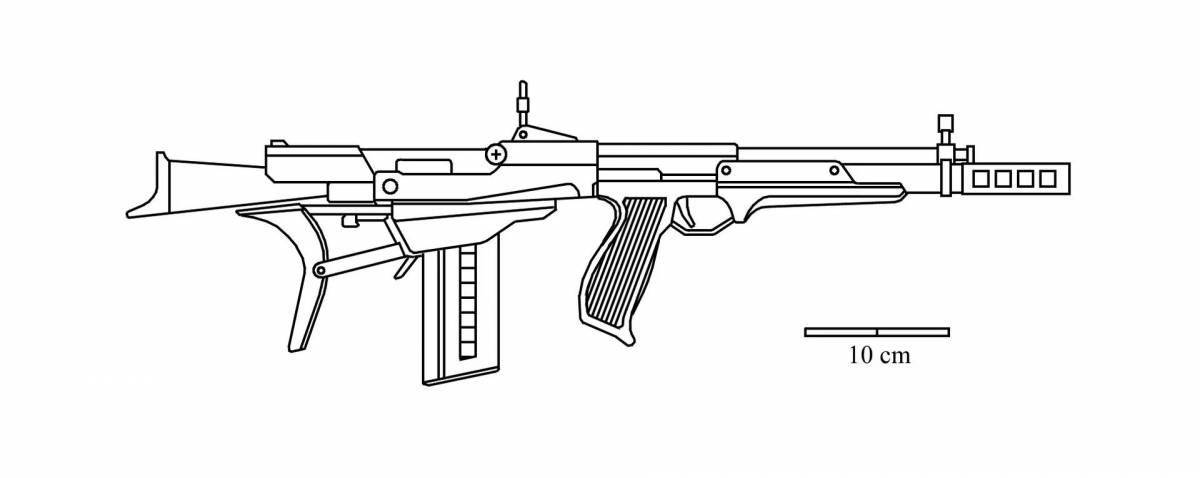 Fine coloring pages with two types of weapons