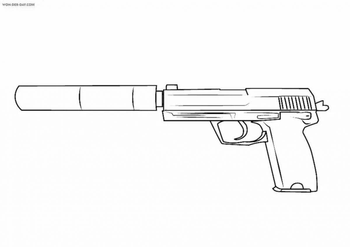 Artistic coloring pages with two types of weapons