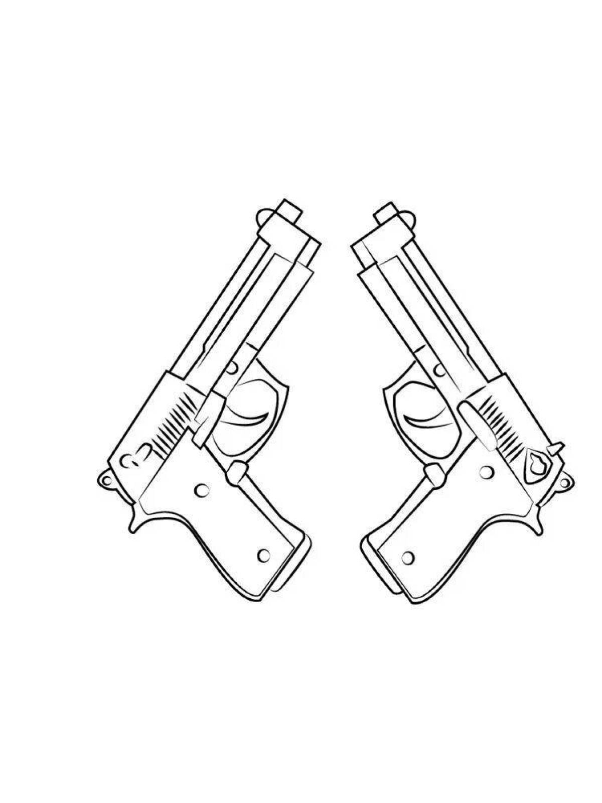 Fun coloring pages with two weapons
