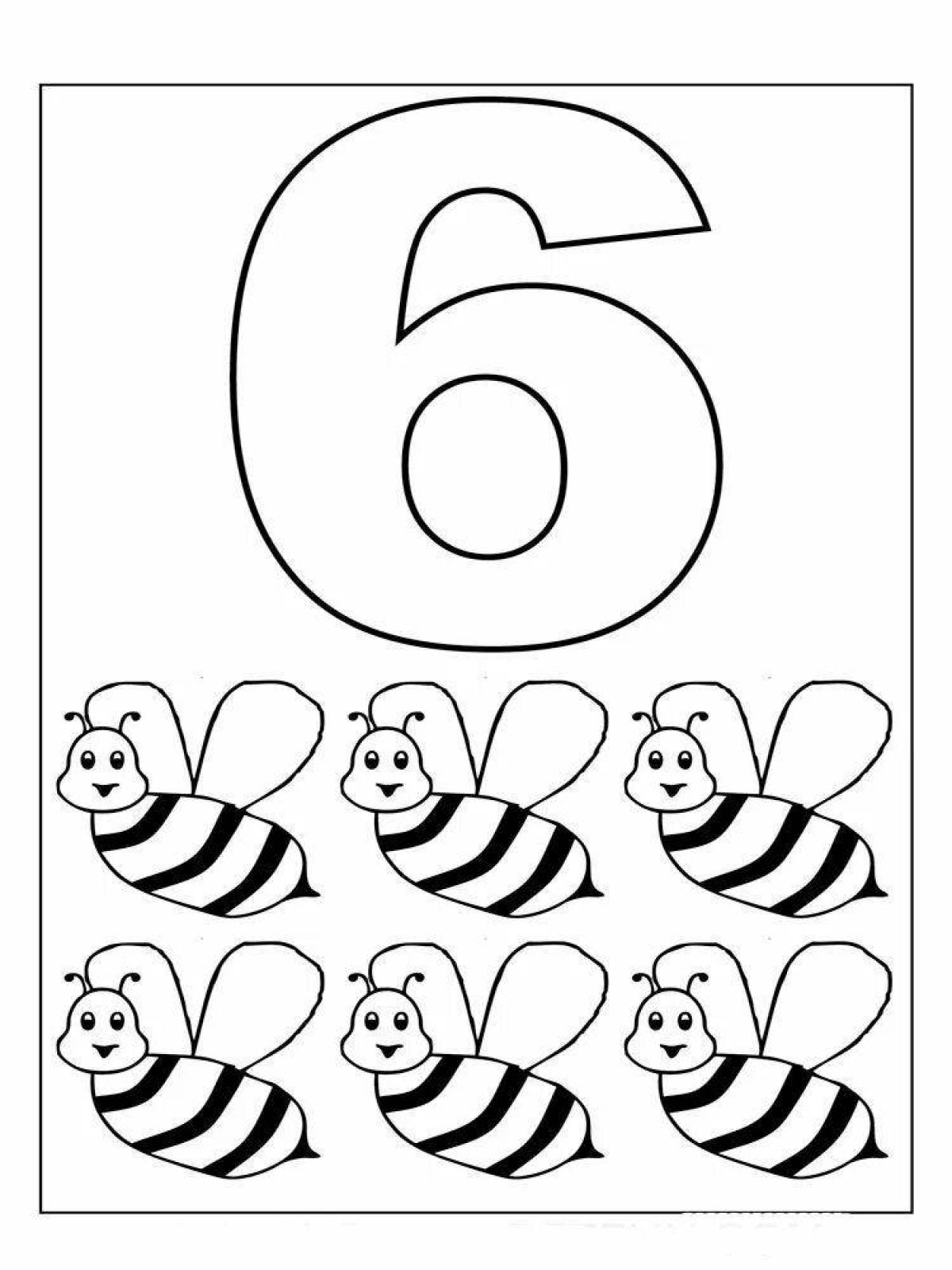 Charming coloring number 6 for kids