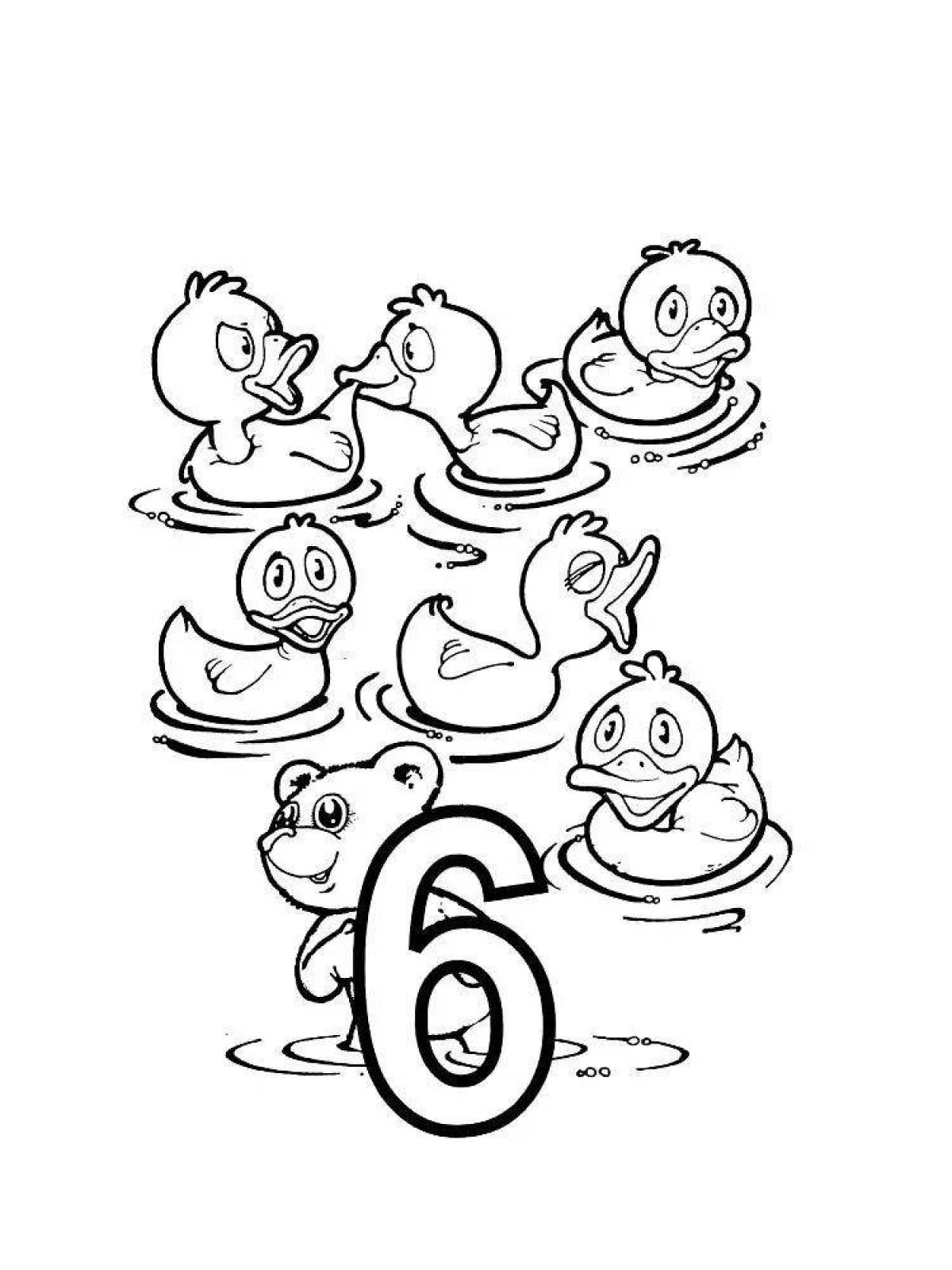 Playful coloring number 6 for kids