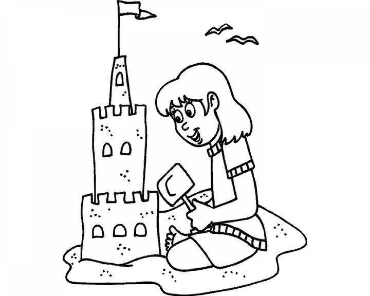 Песочный замок раскраска для детей
