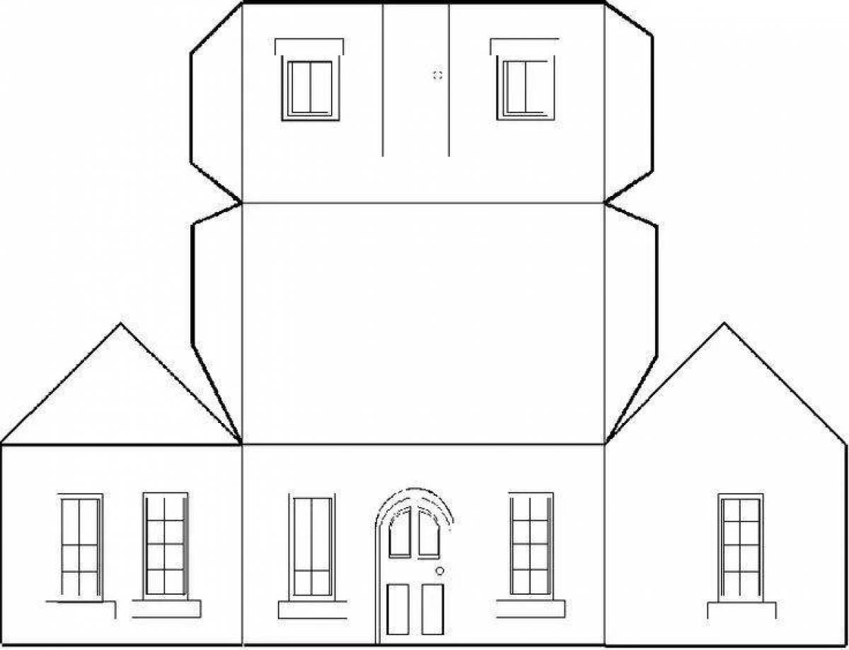 Схема картонного домика для вырезания распечатать