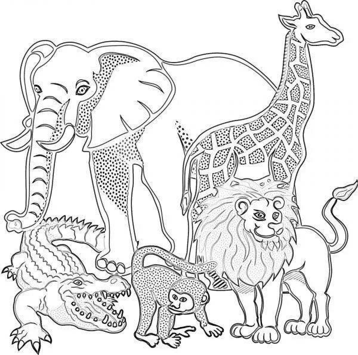 Great African animal coloring book for 6-7 year olds