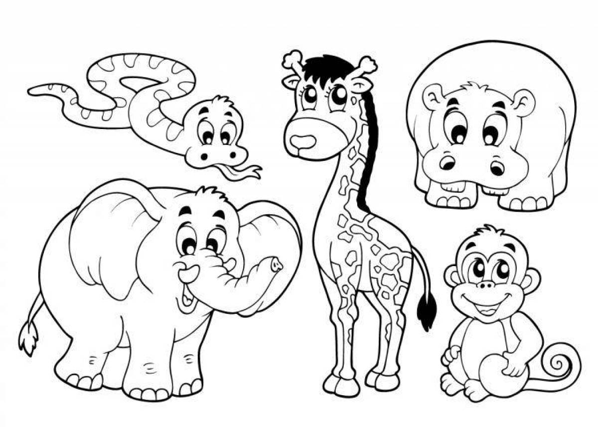 Coloring pages of African animals for children 6-7 years old