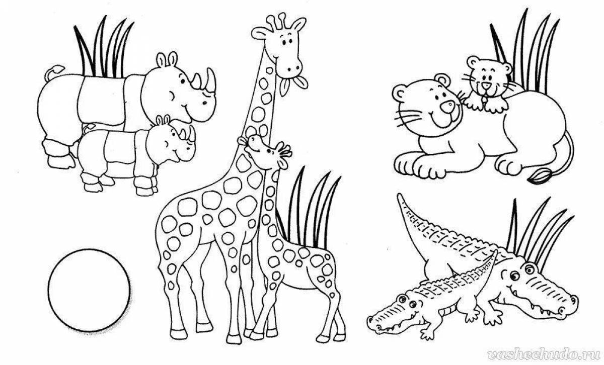 Раскраски с веселыми африканскими животными для детей 6-7 лет