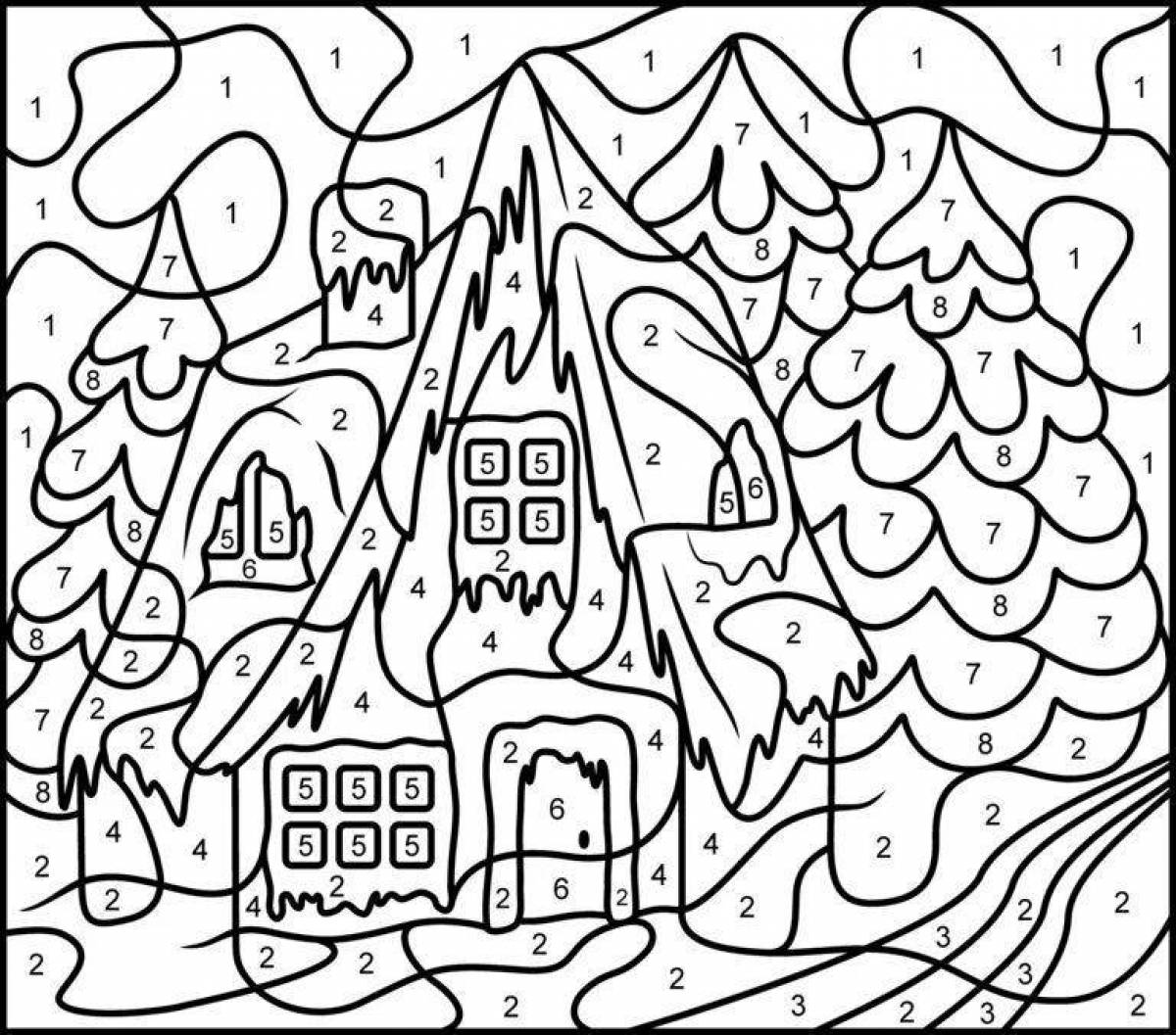 Playful New Year by Numbers coloring page