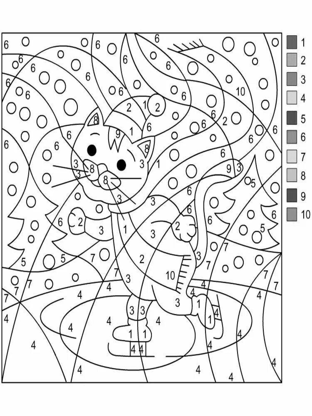 Glorious New Year in numbers coloring page