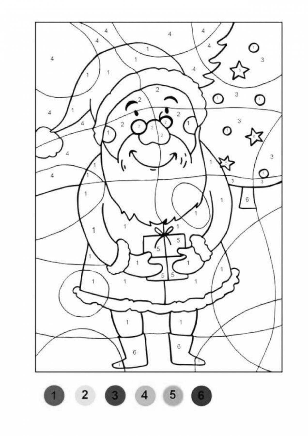 Glamorous new year coloring book in numbers