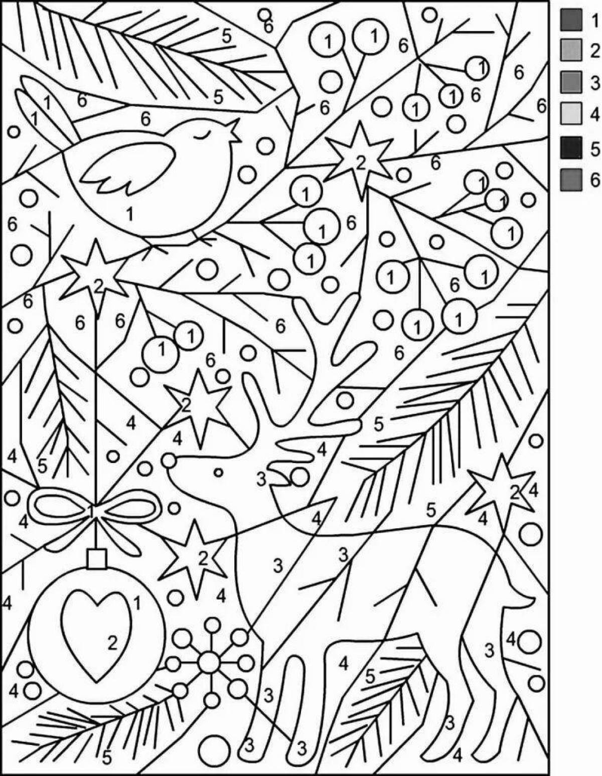 Bright new year coloring by numbers